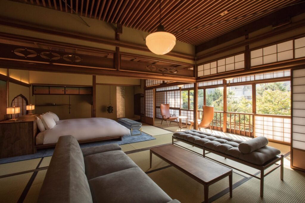 Luxury accommodation in Kyoto with traditional and modern design elements